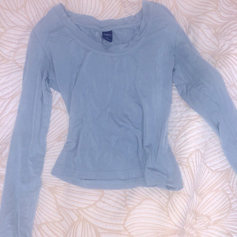 basic blue stretchy top